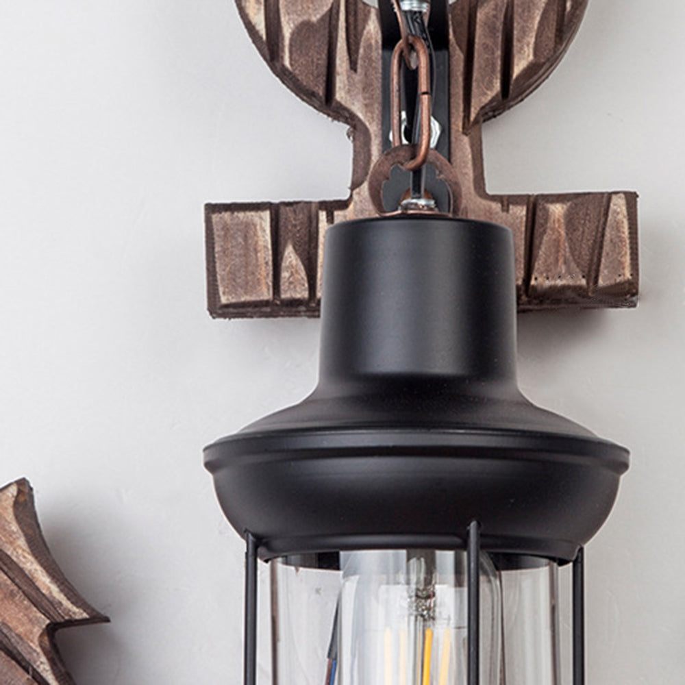 BowLift | Vintage Anchor LED Wall Light - Industrial Metal & Wood for Dining Room/Living Room