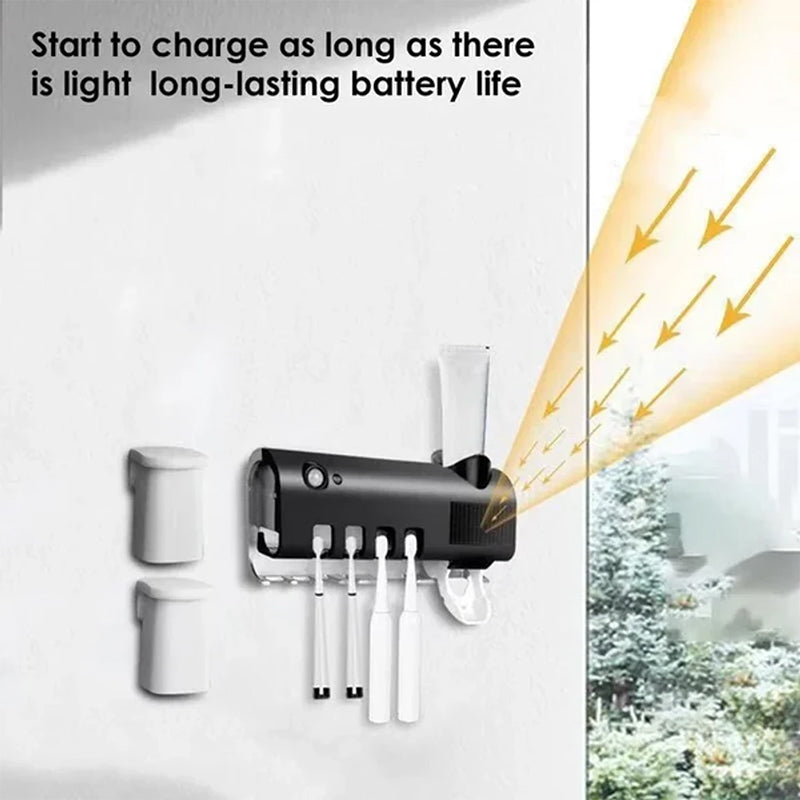 Smart UV Light Sterilizer Toothbrush Holder, WaII Mount Toothpaste Dispenser | Bowlift