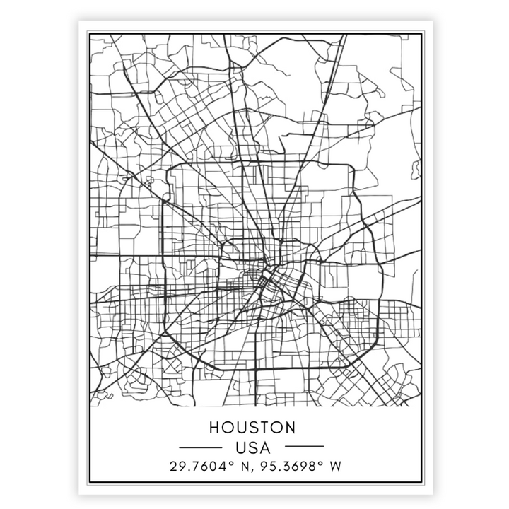 Houston City Map - Canvas Wall Art Painting | Bowlift