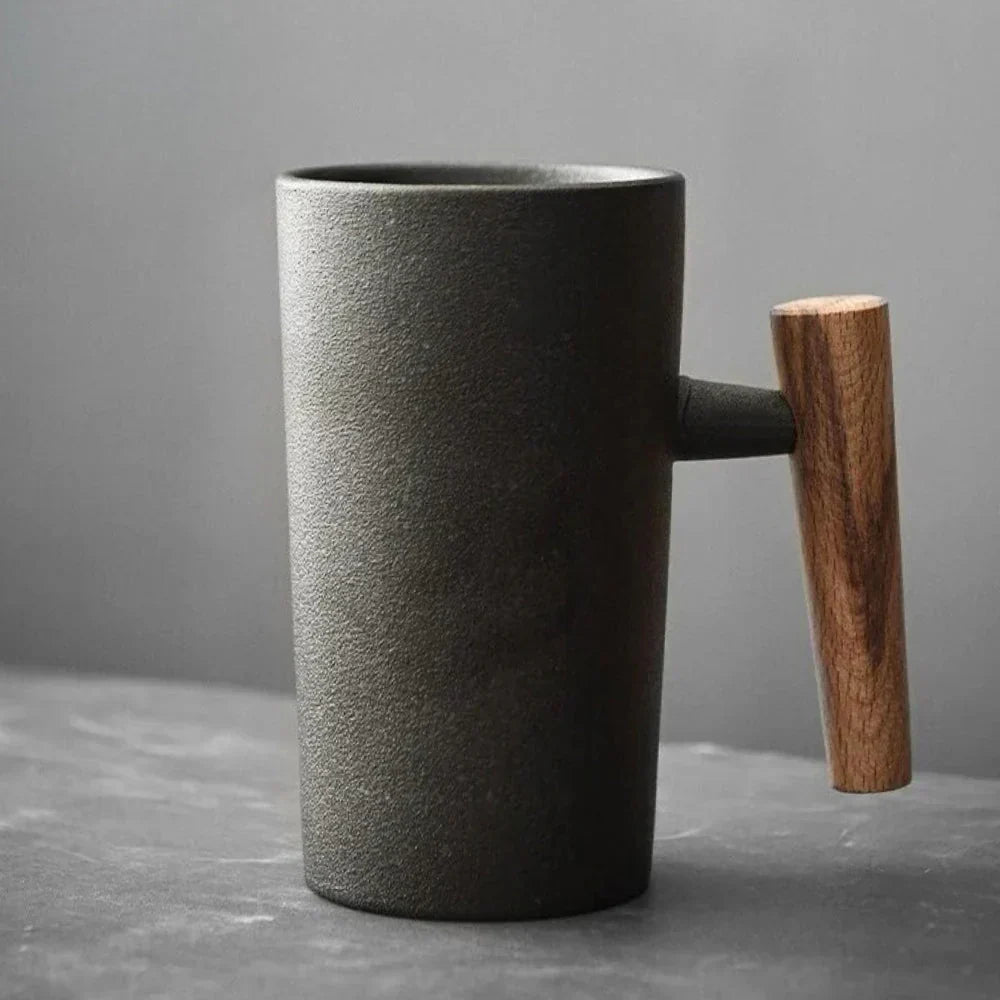 BowLift | ScandiSip Ceramic Mug – Minimalistic Scandinavian Design with Wooden Handle