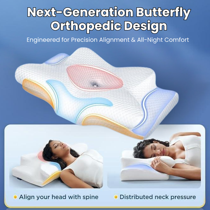 BowLift | Orthopedic Memory Foam Pillow for Neck Pain – Ergonomic Contour Cervical Support Pillow for Side, Back & Stomach Sleepers