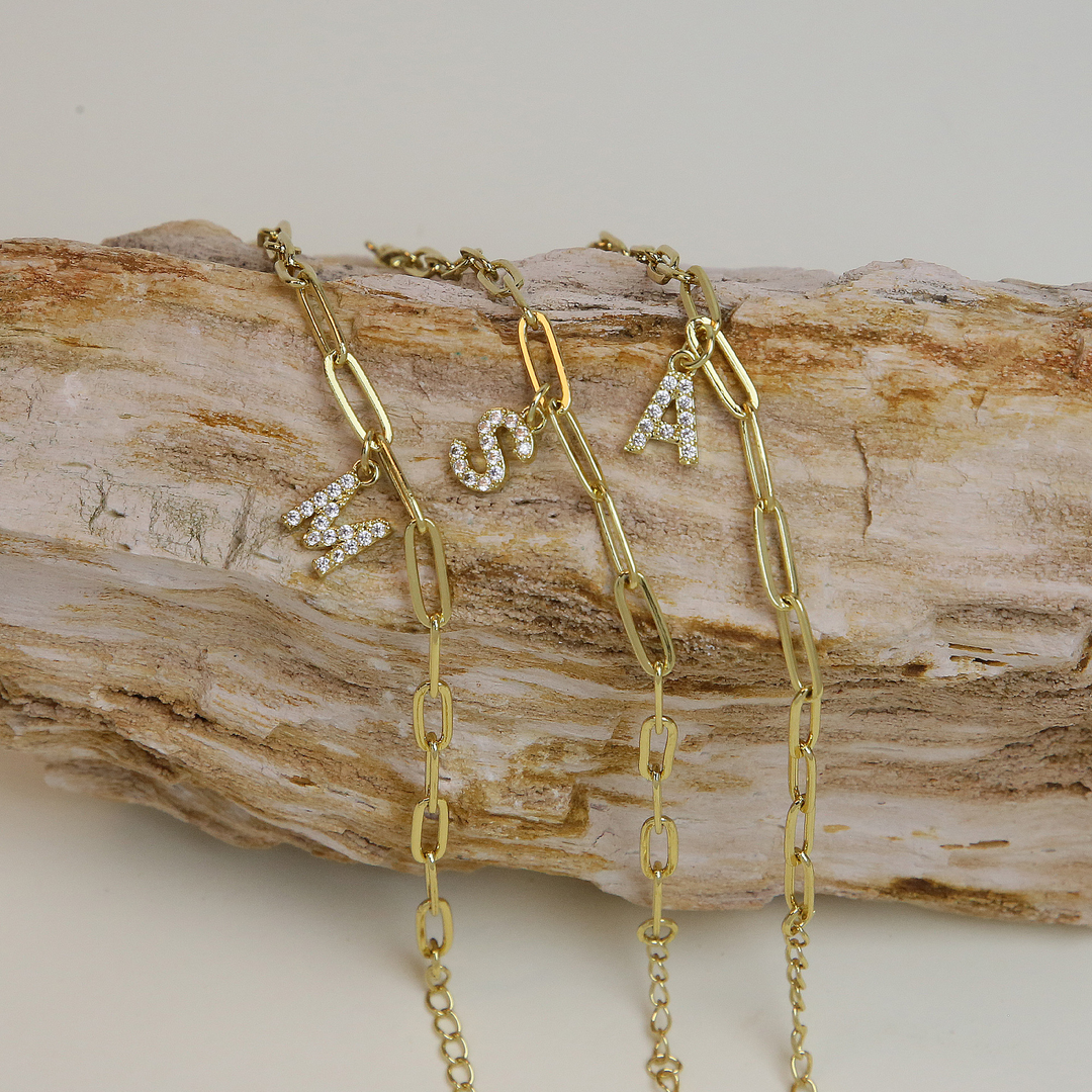 BowLift | Dainty Paperclip Letter Initial Bracelet