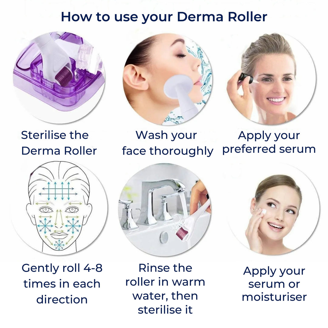 DermaGlow Microneedling Derma Roller Kit – Anti-Ageing – Titanium Needles – Home Skincare for Women Bowlift