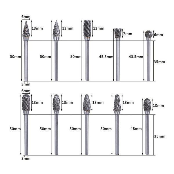 10 in 1 Tungsten Steel Grinding Head (10PCS) | Bowlift