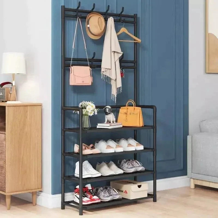 Multifunction 5 Layers Shoe Rack With Clothes Rack Bowlift