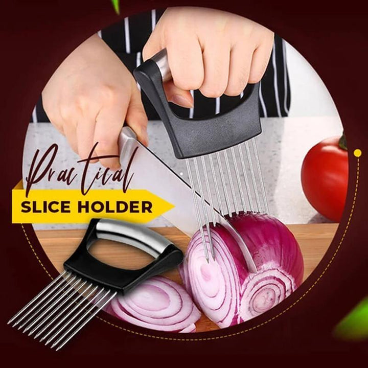 Stainless Steel Onion Cutter Holder, Food Slicers Assistant Tomato Slicer Holder | Bowlift