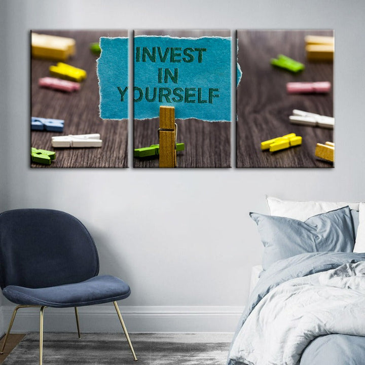 Invest In Yourself-Canvas Wall Art Painting 3 Pieces | Bowlift