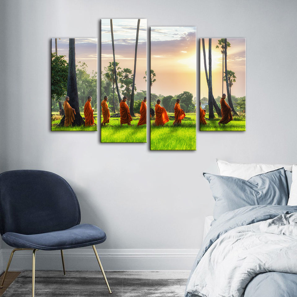 Morning Walk 4 Piece - Canvas Wall Art Painting | Bowlift