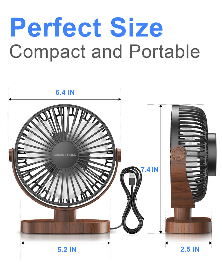 6.5 Inch USB Small Desk Fan for Home Office Car Outdoor Travel | Bowlift
