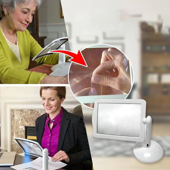 Hands-free desk magnifier with LED Bowlift
