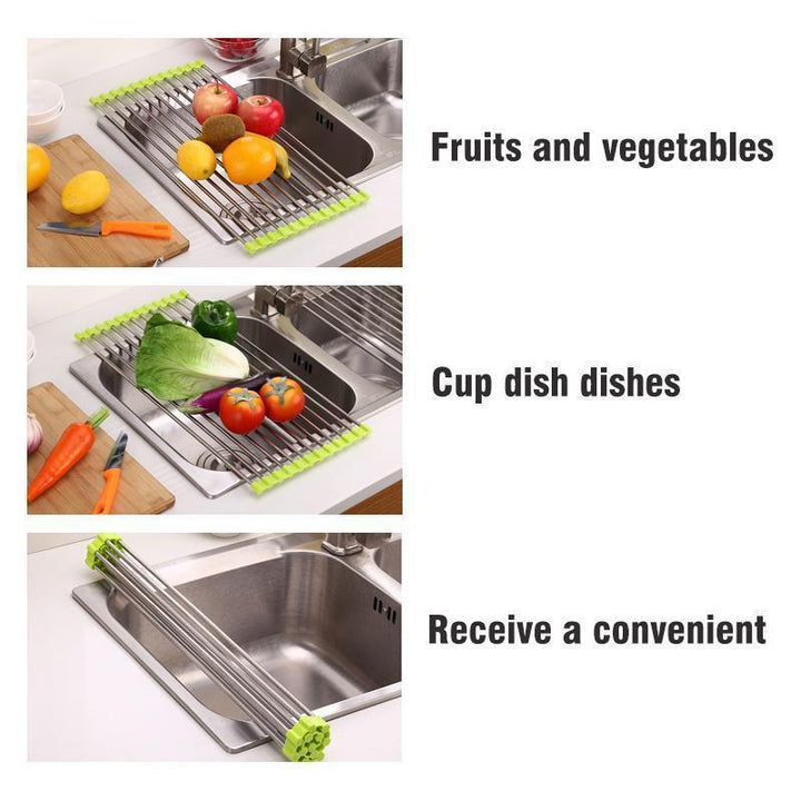 Stainless Steel Roll Up Dish Drying Rack, Foldable | Bowlift
