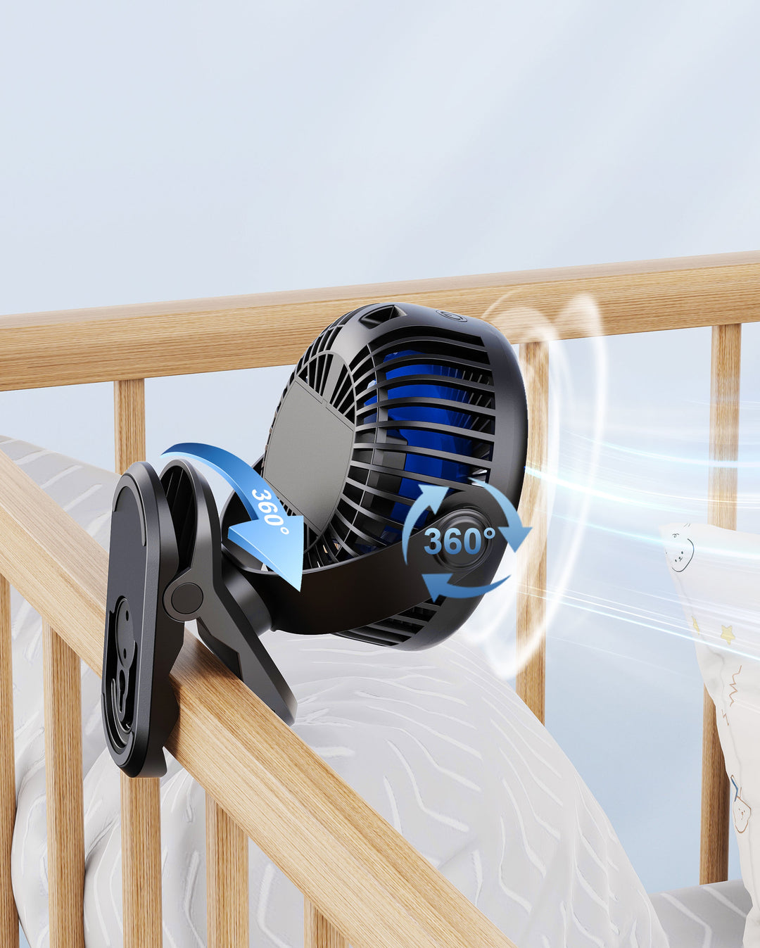 Portable Clip on Fan - Battery Operated Stroller Fan | Bowlift