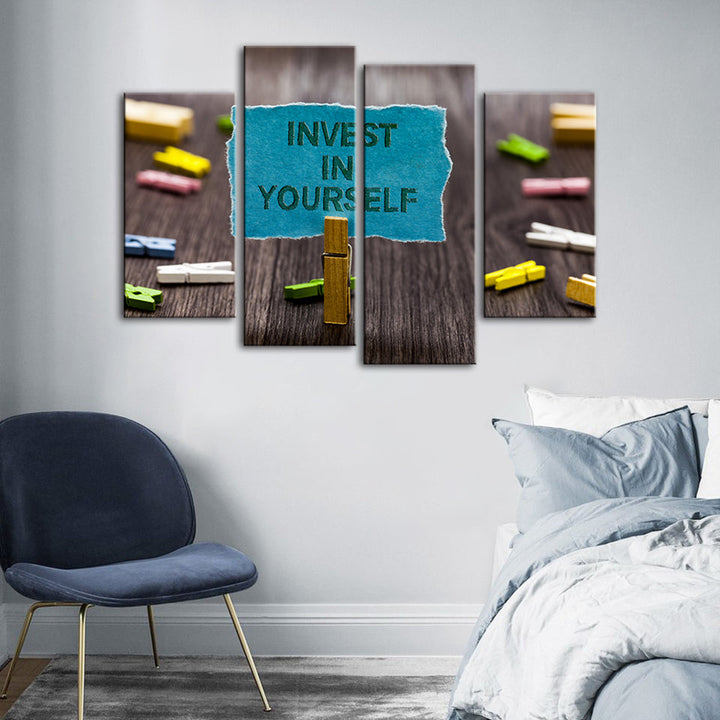 Invest In Yourself 4 Piece - Canvas Wall Art Painting | Bowlift