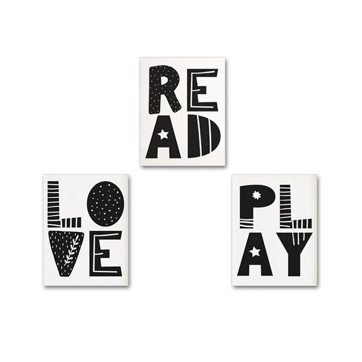 Modern Cartoon Love Read Nursery Letters - Canvas Wall Art Painting | Bowlift
