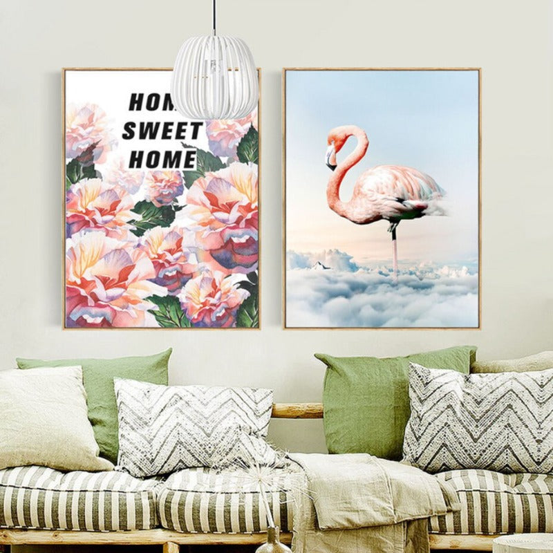 Flamingo In Landscape - Canvas Wall Art Painting | Bowlift