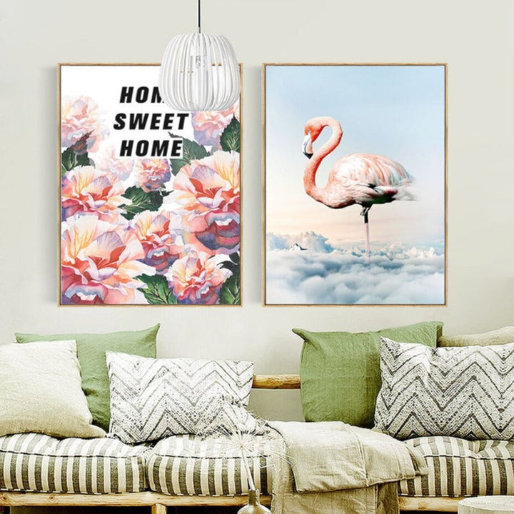 Flamingo In Landscape - Canvas Wall Art Painting | Bowlift