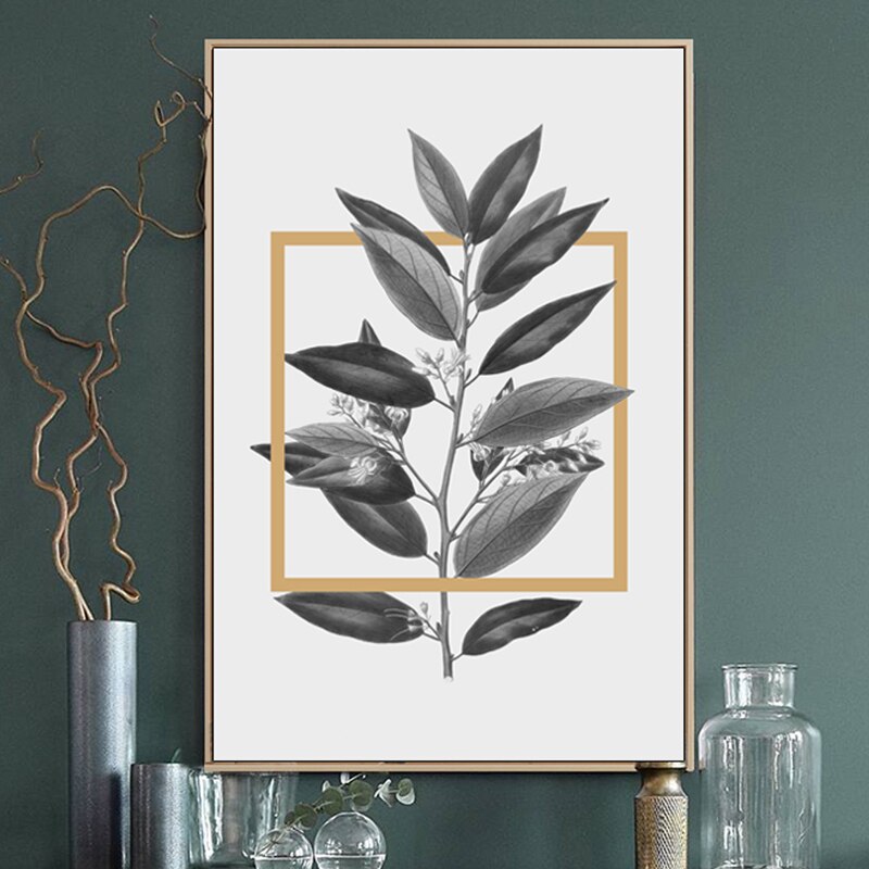 Grey Flowers Geometric Nordic Prints Posters - Canvas Wall Art Painting | Bowlift