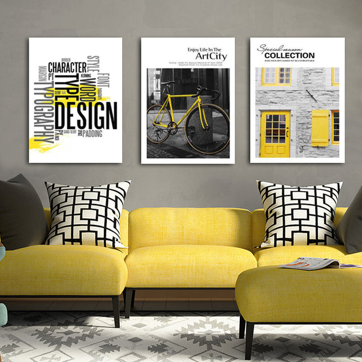 Modern Yellow City Life Landscape Paintings - Canvas Wall Art Painting | Bowlift