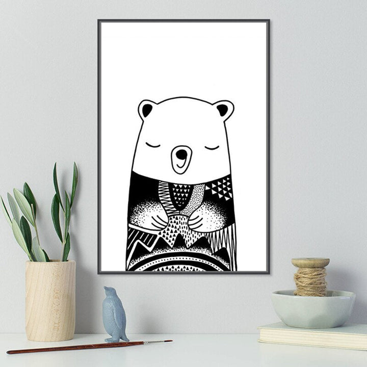 Woodland Bear Fox Cat - Canvas Wall Art Painting | Bowlift