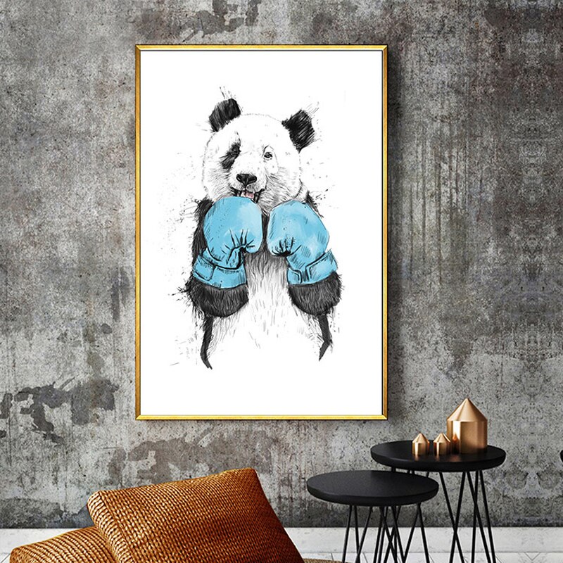 Funny Boxing Panda Animal Banksy - Canvas Wall Art Painting | Bowlift