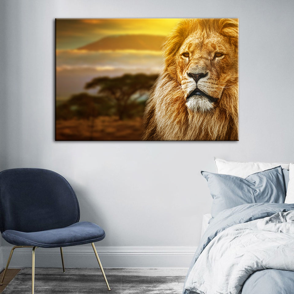 Unamused Lion - Canvas Wall Art Painting | Bowlift