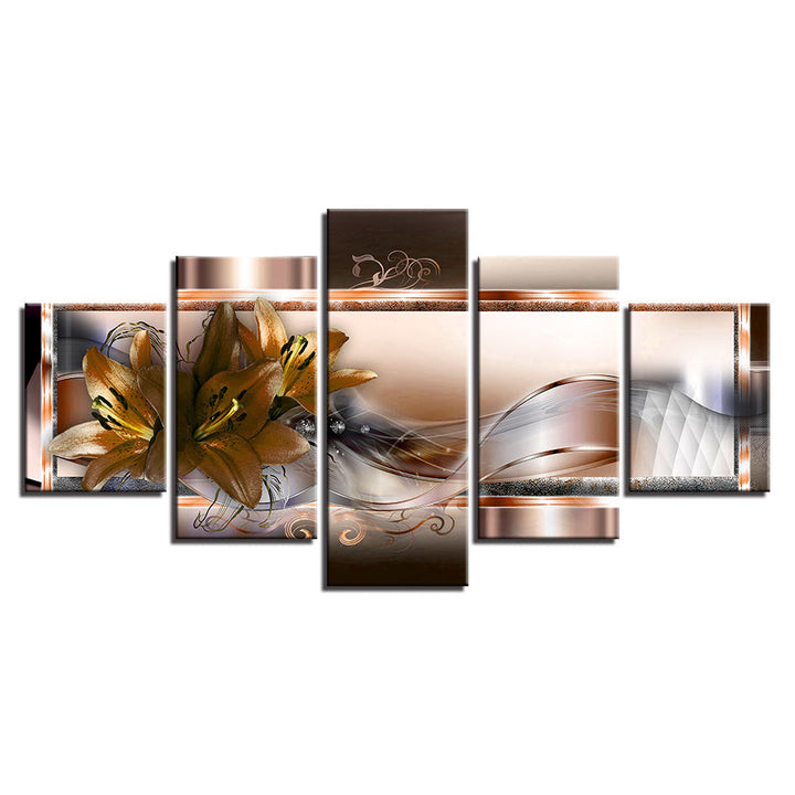 Crisp Orange Lilies 5 Piece - Canvas Wall Art Painting | Bowlift