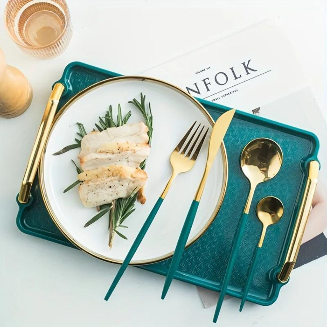 BowLift | Golden Cutlery Set Luxury – 24-Piece For Stylish Dining Experience