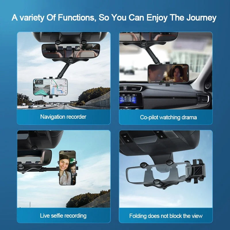 BowLift | Multifunctional 360 Rotatable Car Rearview Mirror Phone Holder