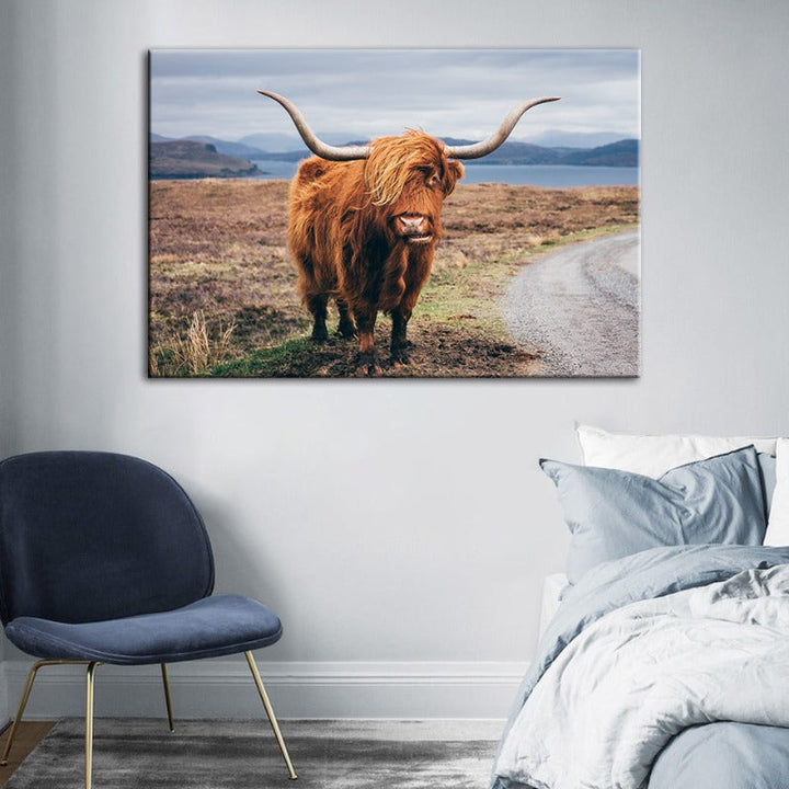 Beautiful Brown Cow - Canvas Wall Art Painting | Bowlift