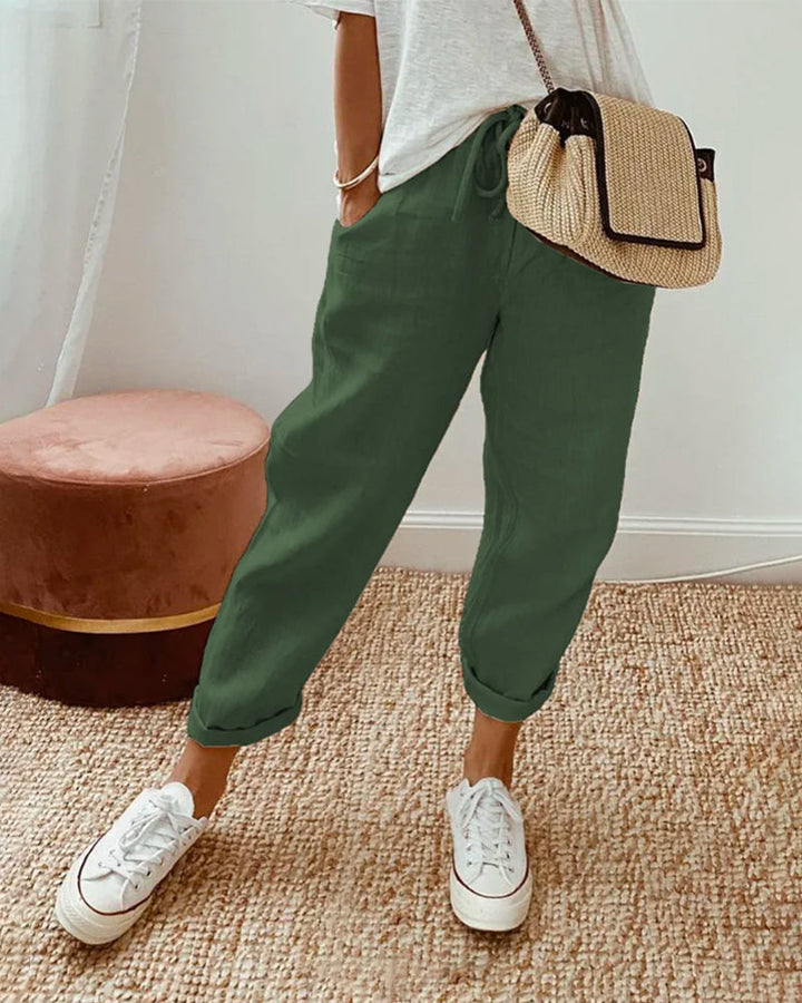BowLift | Cotton-Linen solid color pants