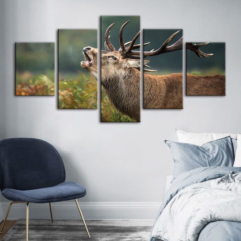 5 Piece Bleating Elk - Canvas Wall Art Painting | Bowlift