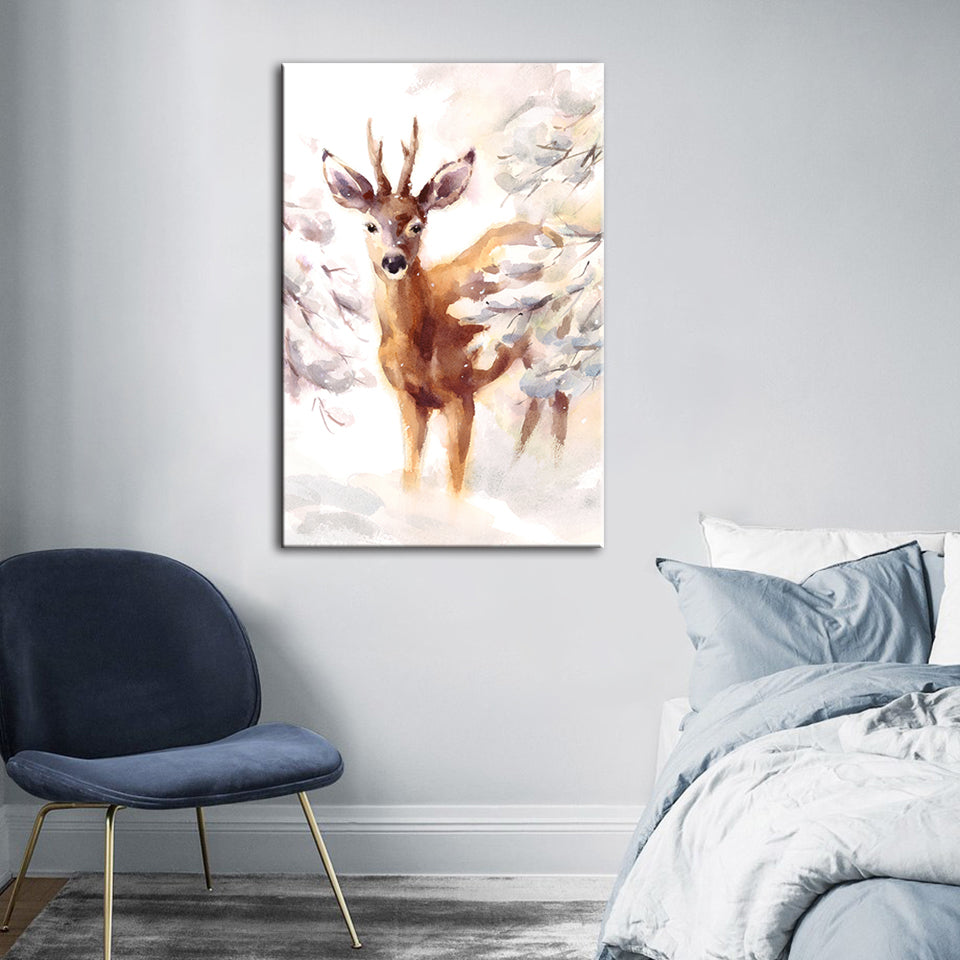 Young Elegant Deer - Canvas Wall Art Painting | Bowlift