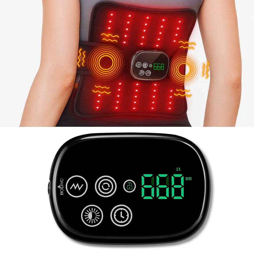Red Light Therapy & Vibration – Rechargeable Heated Wrap – Eases Back Pain, Stiffness & Muscle Aches Bowlift