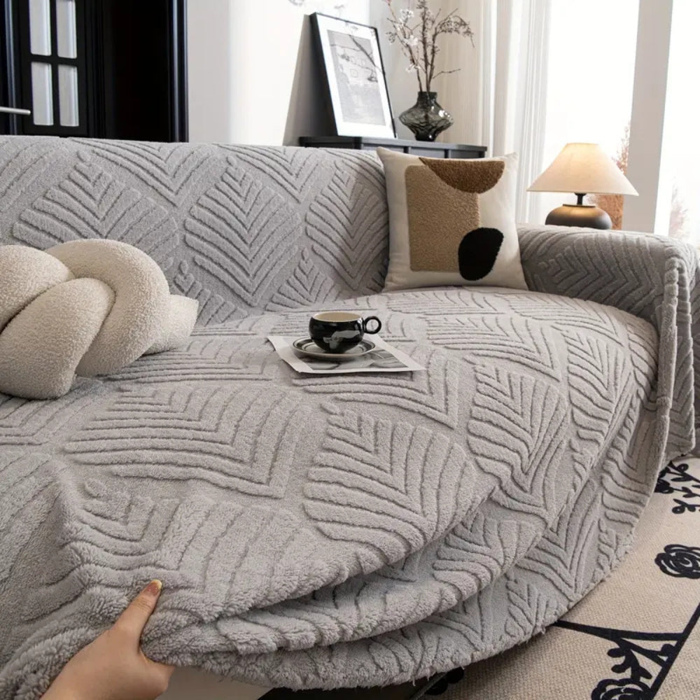 BowLift | Herringbone Leaf Design Fleece Sofa Cover
