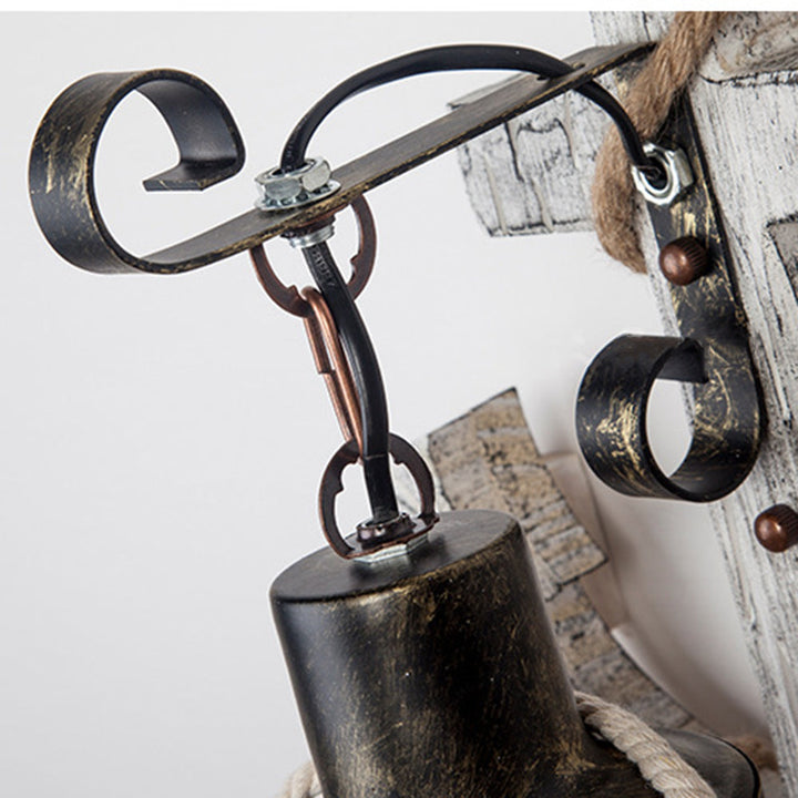 BowLift | Rustic Wood Anchor Wall Lamp with Lantern