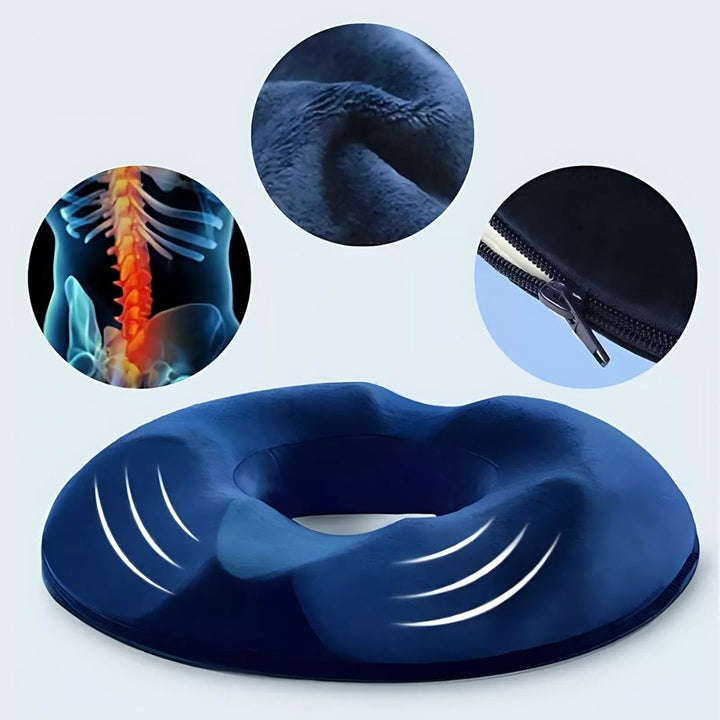 SitRelief | Donut Seat Cushion – Tailbone & Haemorrhoid Relief – Memory Foam – Washable Cover – Office, Travel, Postpartum Use Bowlift