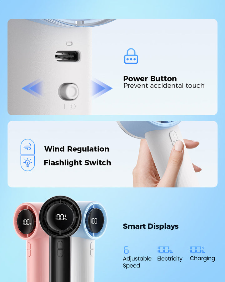 Portable High Speed Handheld Turbo Fan with LED Display | Bowlift