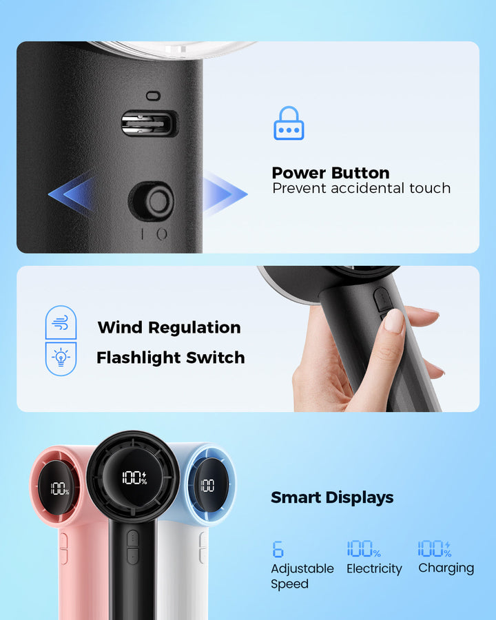 Portable High Speed Handheld Turbo Fan with LED Display | Bowlift