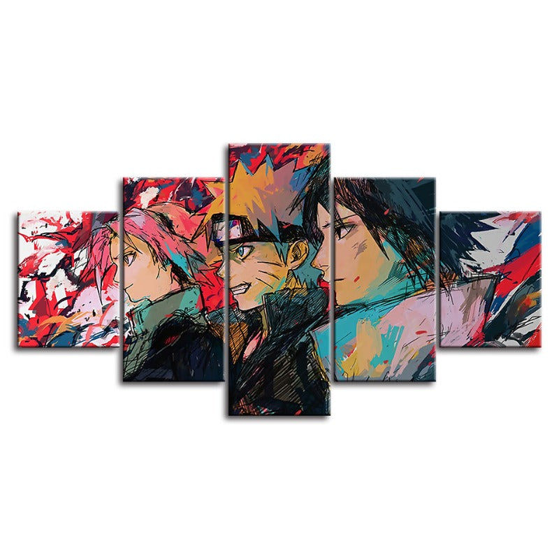Naruto Anime Drawing- 5 Piece Canvas Wall Art Painting | Bowlift