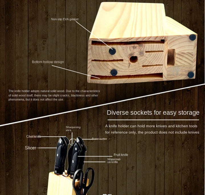 7 Pcs Knife Set With Wooden Stand Bowlift