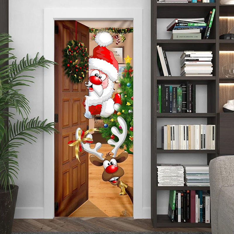 BowLift | Christmas Door Decoration | Fabric Door Cover | Washable & Reusable