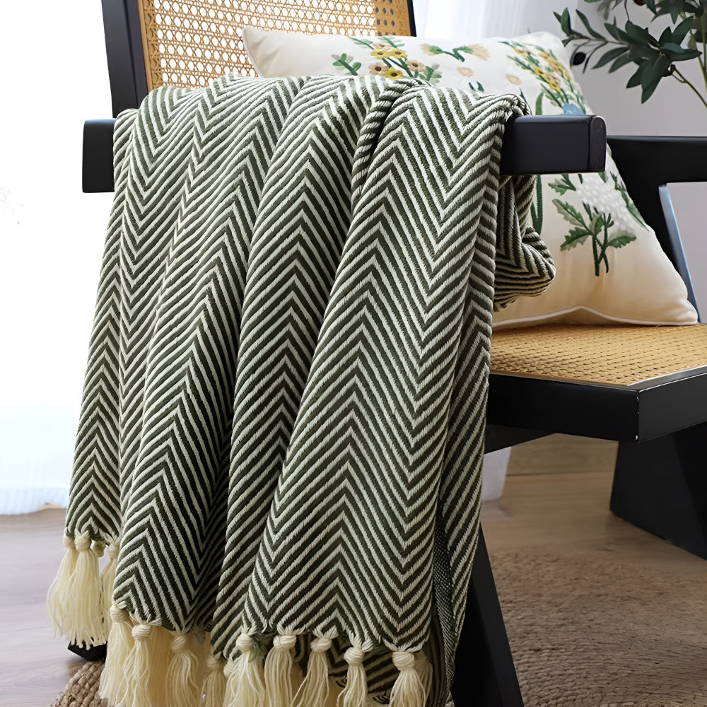 BowLift | Herringbone Tassel Knit Blanket