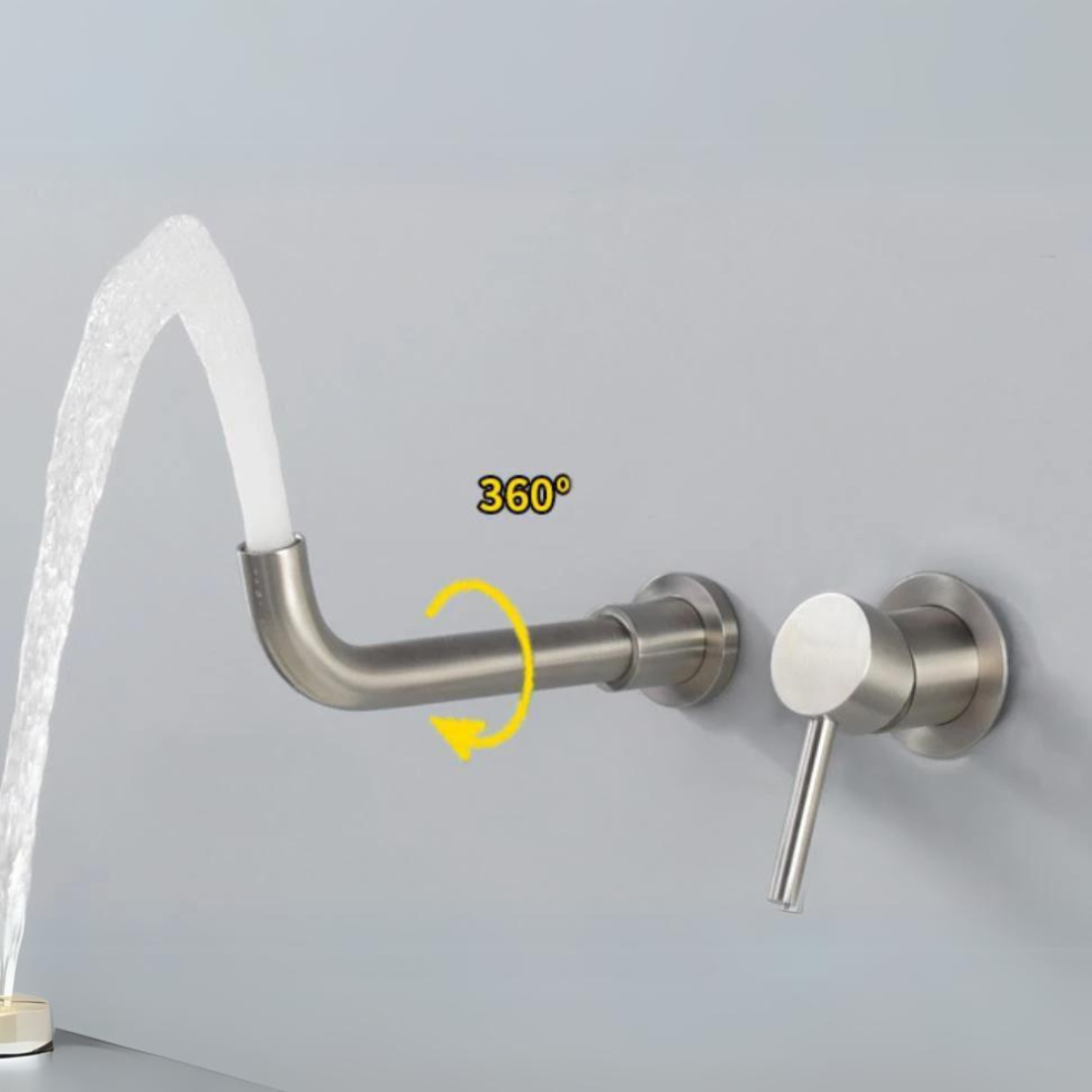 BowLift | Modern Wall-Mounted Basin Tap with Brushed Nickel Finish