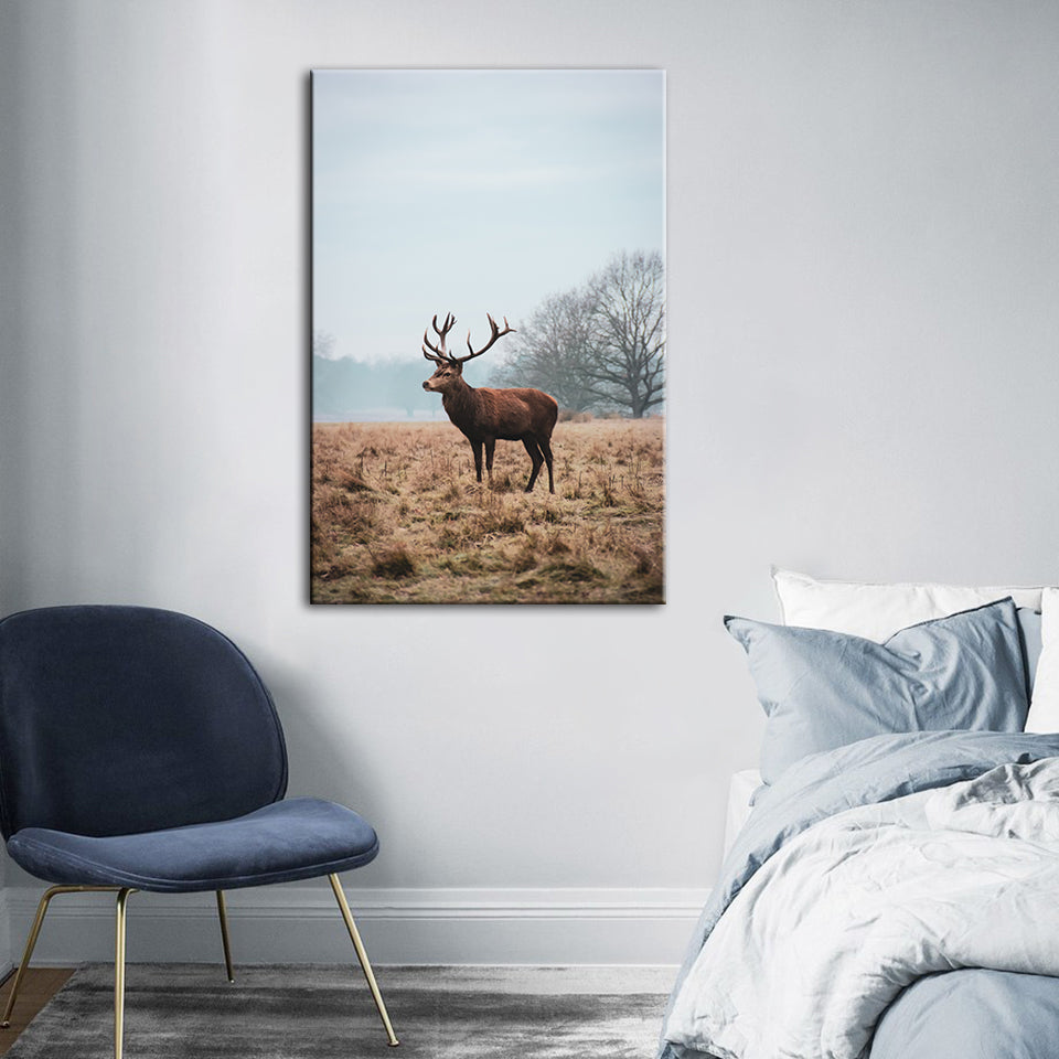 Regal Deer in the Plains - Canvas Wall Art Painting | Bowlift