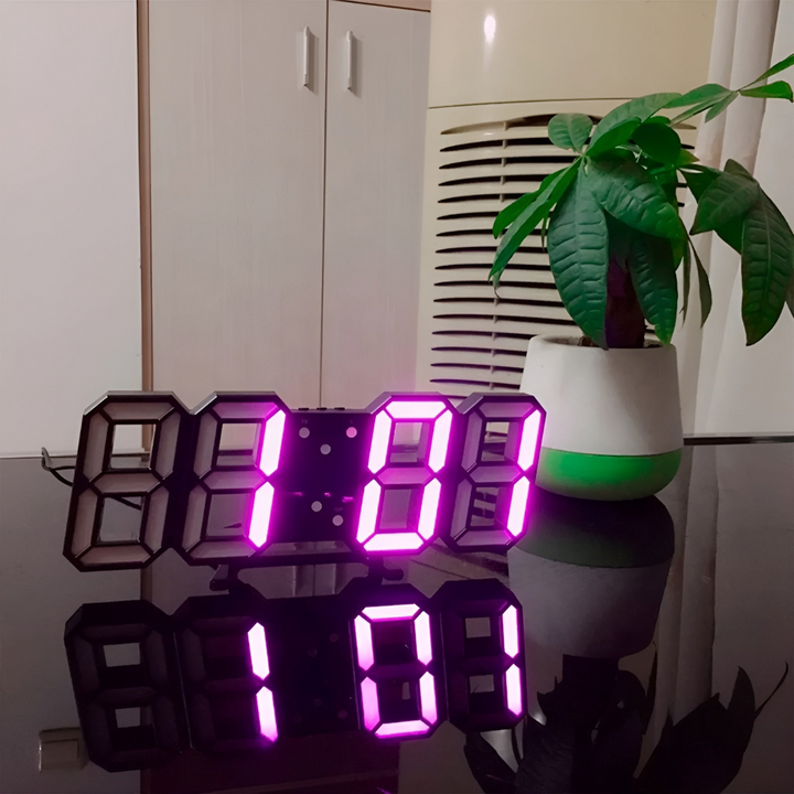 BowLift | Modern 3D-LED Wall Clock Black | Digital Kitchen Clock Eye-Catcher