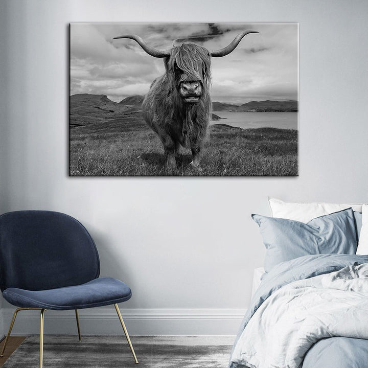 Black And White Cow - Canvas Wall Art Painting | Bowlift