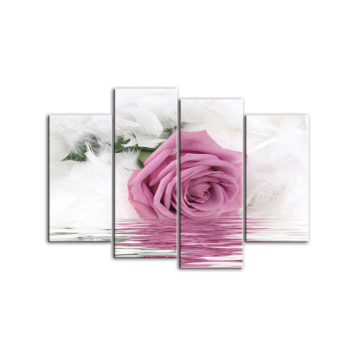 Pink Rose In Water - Canvas Wall Art Painting | Bowlift