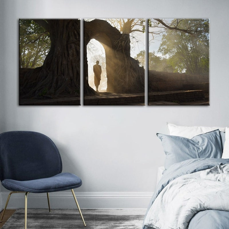 Lone Man Nature-Canvas Wall Art Painting 3 Pieces | Bowlift
