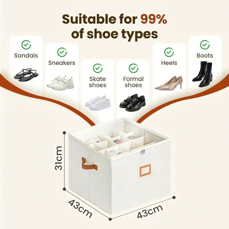 Foldable shoe box made of fabric with lid | Bowlift
