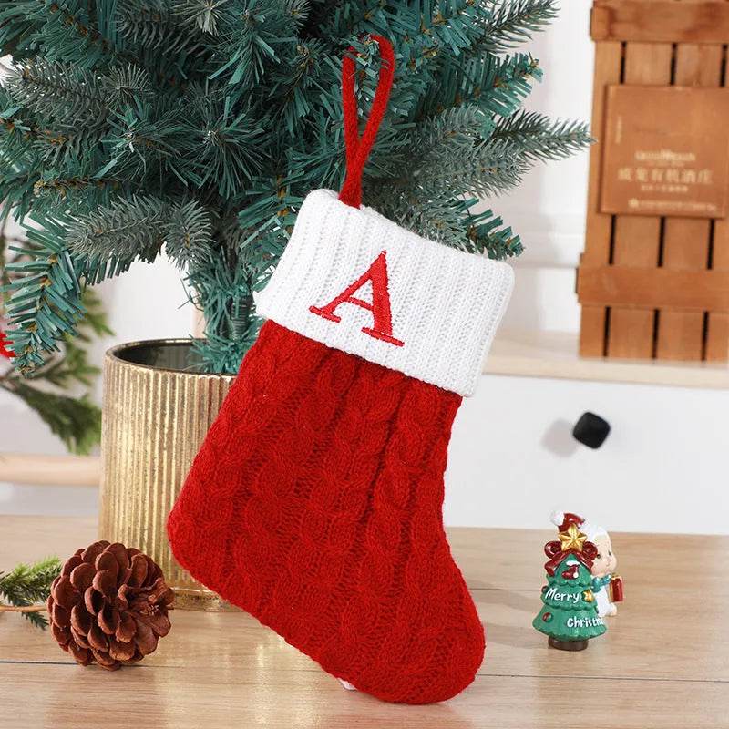 BowLift | Cute Letters Christmas Stockings Decorative Creative Tree Pendant Wool Knitted Socks